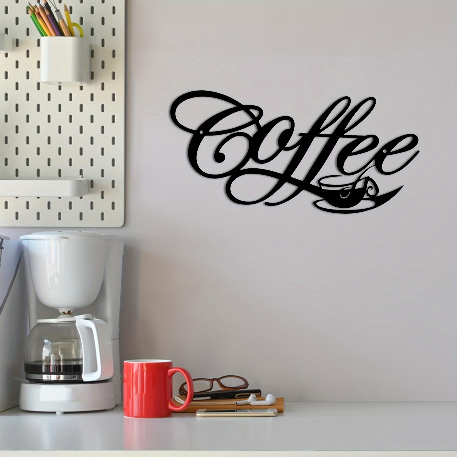 Large Metal Coffee Cup Silhouette Wall Decor Home Coffee - Temu