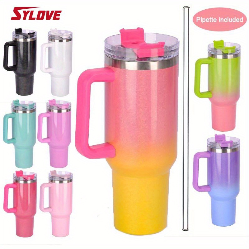 40 oz Tumbler with Handle, H2.0 Rainbow Paint Insluated Tumbler with Lid  and Straw, Double Wall Vacu…See more 40 oz Tumbler with Handle, H2.0  Rainbow