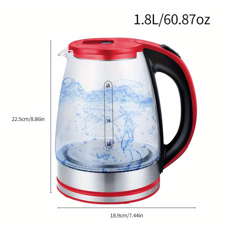 1.8L Electric High Borosilicate Glass Kettle 1500W Fast Boiling