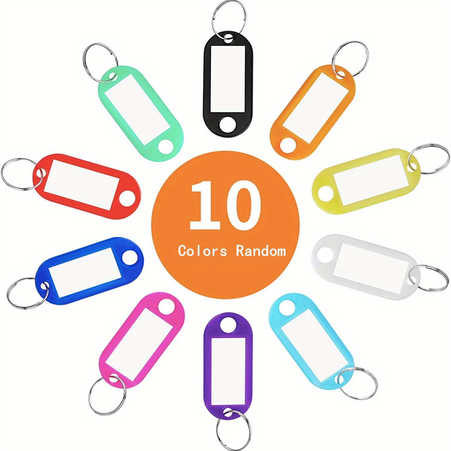 30pcs 1.5 Durable Plastic Key Tags with Blank Paper Labels & Split Rings -  Perfect for Item Identification!