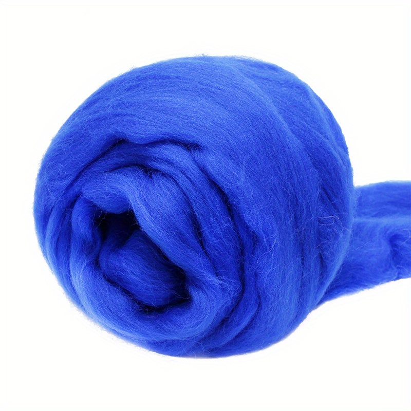 3.53oz/100g wool roving yarn, fiber roving wool top, wool felting supplies, pure wool, chunky yarn, spinning wool roving for needle felting wet felting diy hand spinning royal blue 0