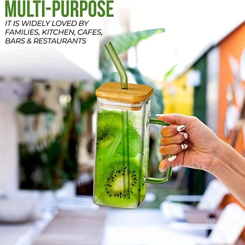 Cups With Lids And Straws, Glass Cups With Bamboo Lids, Iced Coffee Tumbler  With Straw, Cute Cups, Summer Drinkware, Home Kitchen Items, Glass Straws,  Birthday Gifts For Restaurants/cafes - Temu