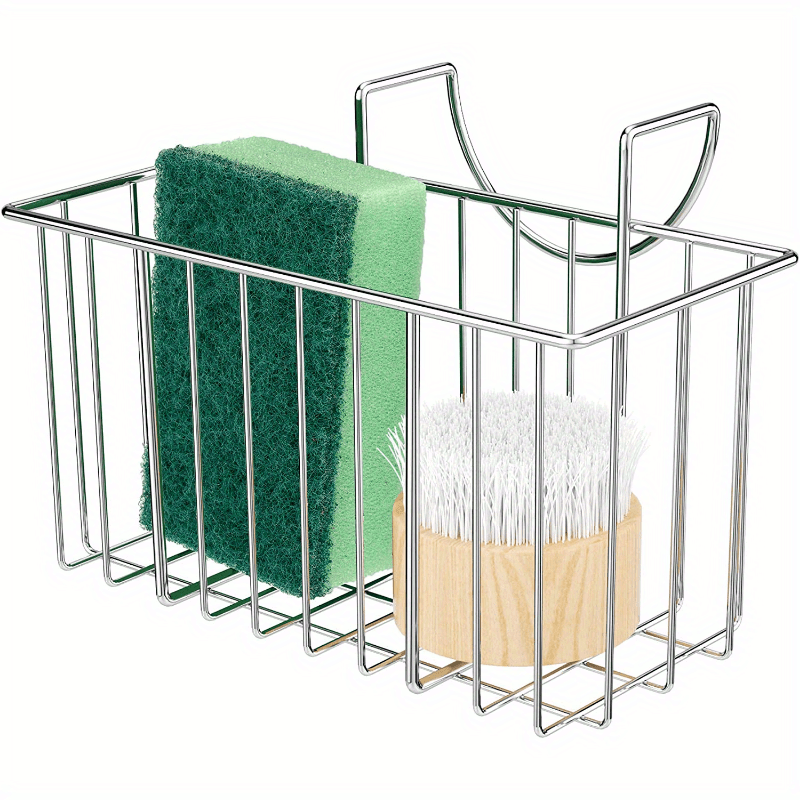 Sponge Holder for Kitchen Sink, Sink Caddy, Rustproof 304 Stainless Steel  Dish Sponge Organizer with Divider, Sponge Holder for Kitchen Sink Counter