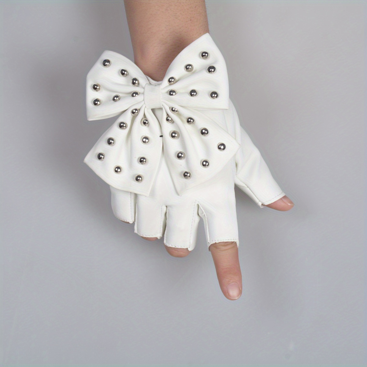 Fingerless Rivet Punk Gloves Short Hollow Out Rock Stage Gloves For Women  Pu Leather Gloves For Halloween Dress Up Hip Hop Party Accessories - Temu