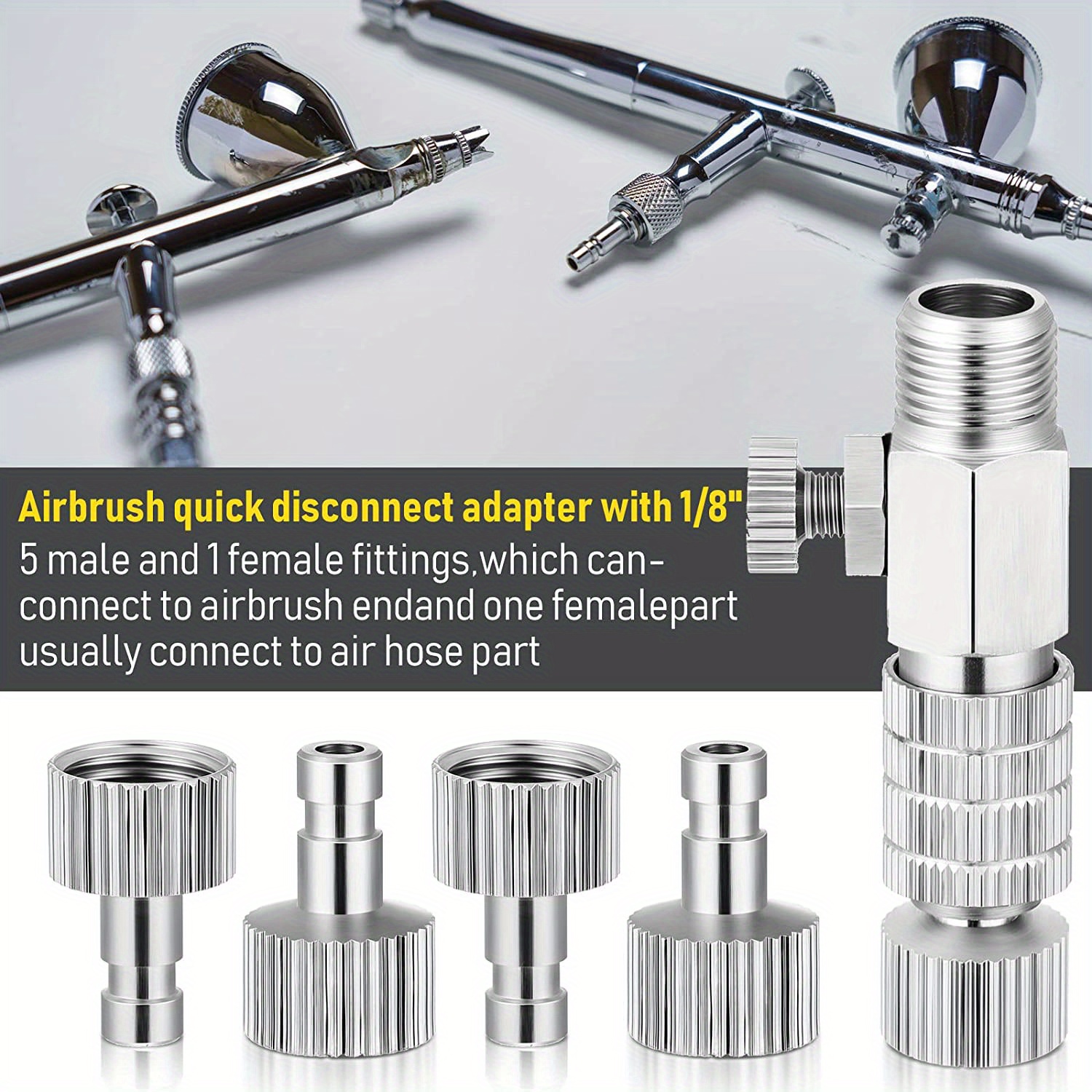 Hztyyier 1/8 Airbrush Quick Release Plugs Disconnect Coupler Air Hose Adapter HighQ Airbrush Connector Male Ends Coupler Release Fitt