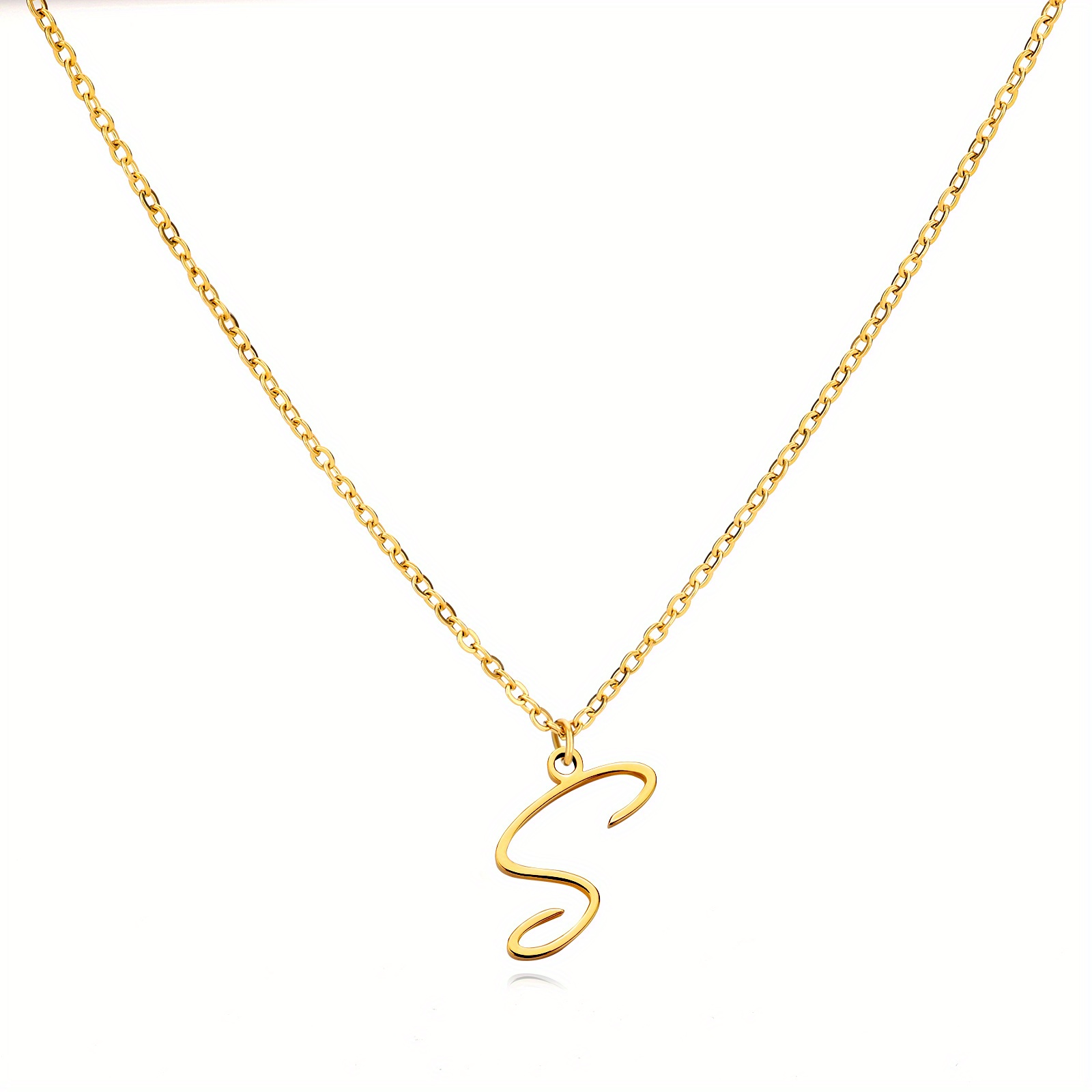  Jewelry America 14k Yellow Gold Elegant Script Letter S Cursive  Initial Pendant Necklace, 16 : Clothing, Shoes & Jewelry