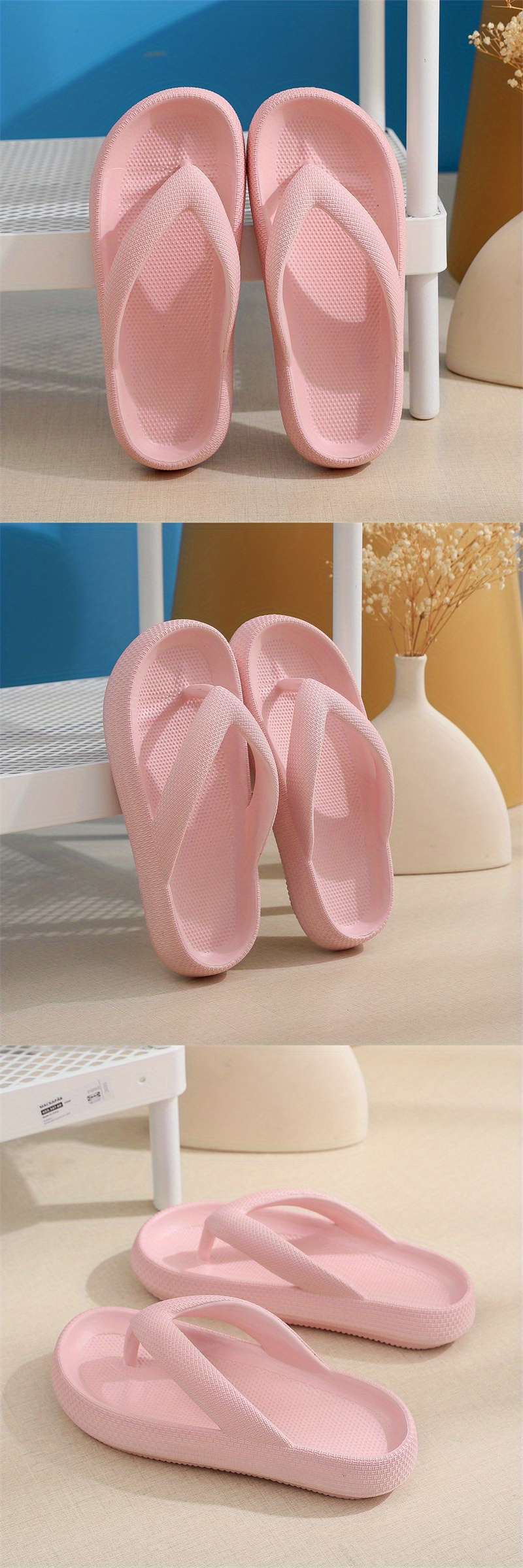 Wholesale Women'S Soft Sole Slides - EVA Flip-Flops with Thick Cushioned Insoles, All-Season Indoor/Outdoor Beach Slippers in Beige, White, Yellow, Pink, Black, Orange, Light Green, and Light Blue, Indoor Slippers | Stylish Slippers | EVA Material