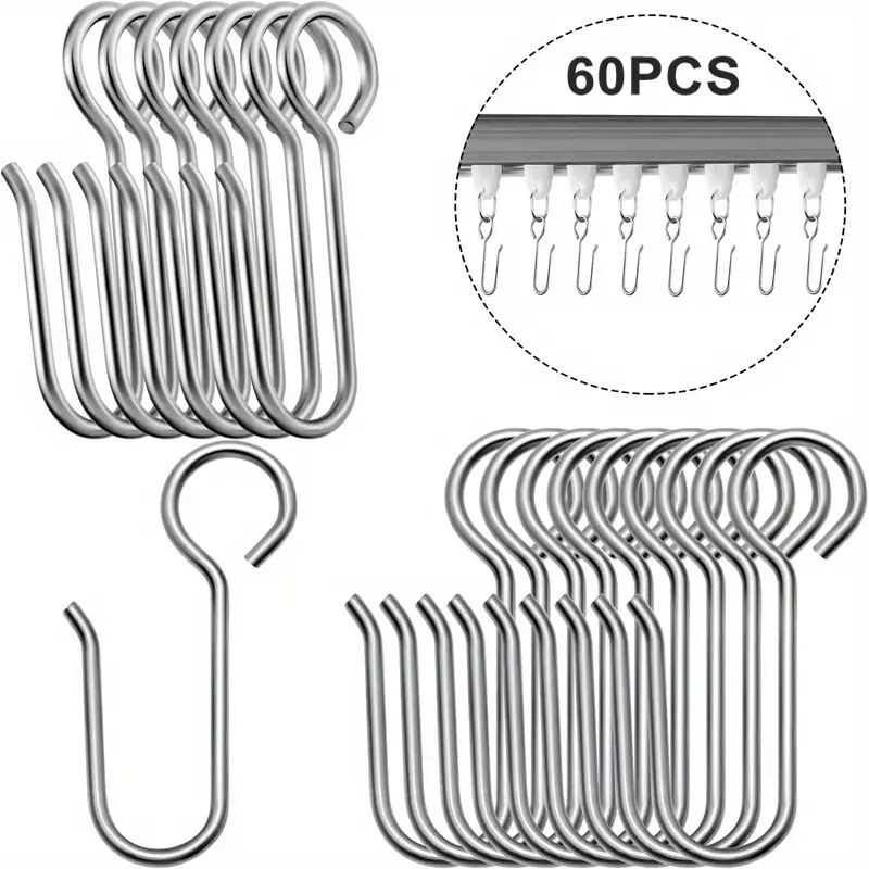 Swhyv 120 Pieces Curtain Track Hooks Metal Ds Wire Stainless Steel Small S For Ceiling