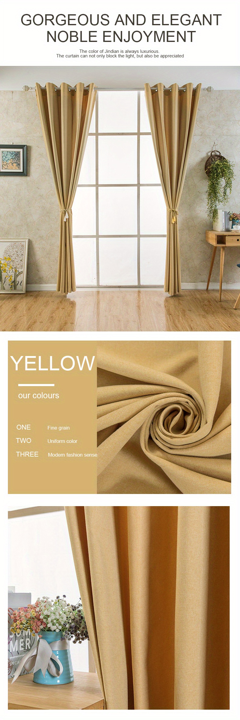 Stylish Yellow Curtain Home Decor Perfect Sliding Doors Temu