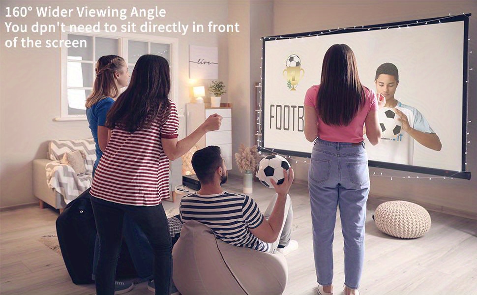 projector screen 120 inch movie projector screen 16 9 foldable and portable anti crease indoor outdoor projection double sided video projector screen for home party office classroom details 4