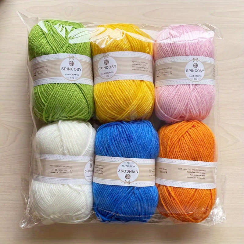 6 Solid Color Acrylic Yarn 6 Colors 4 ply Strands - Temu