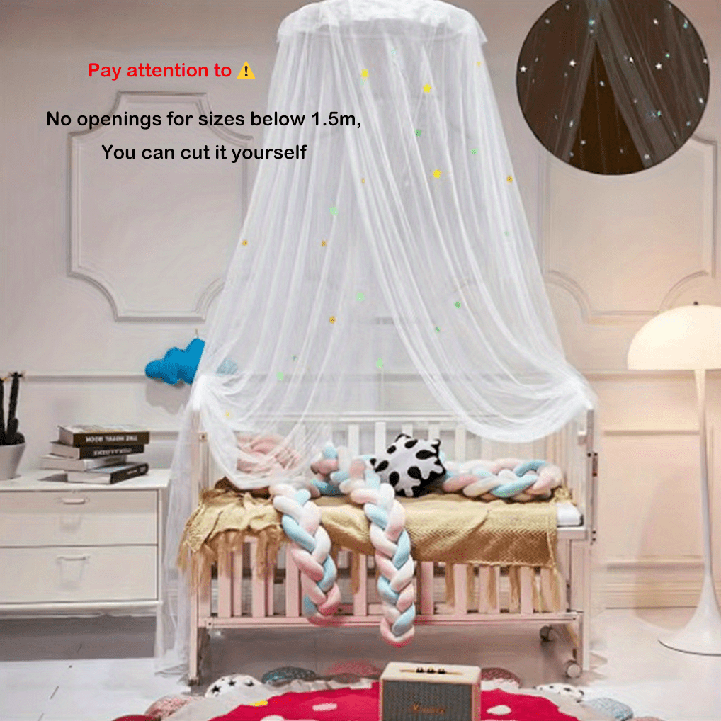 Toldo de cama con estrellas fluorescentes que brillan en la oscuridad,  regalo para bebés, niños, niñas, niñas. Dosel para cama de bebe, cama  infantil, cama niña o cama tamaño real blanco 60X250X125