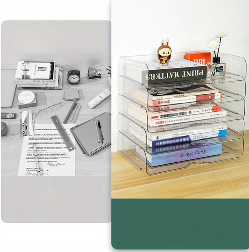 1pc Bac À Papier, Organisateur De Papier Empilable Pour Bureau, Boîte De  Rangement De Papier A4, Porte-papier De Fichier, Support De Stockage De  Livre, Armoire De Stockage D'étudiant De Bureau - Temu