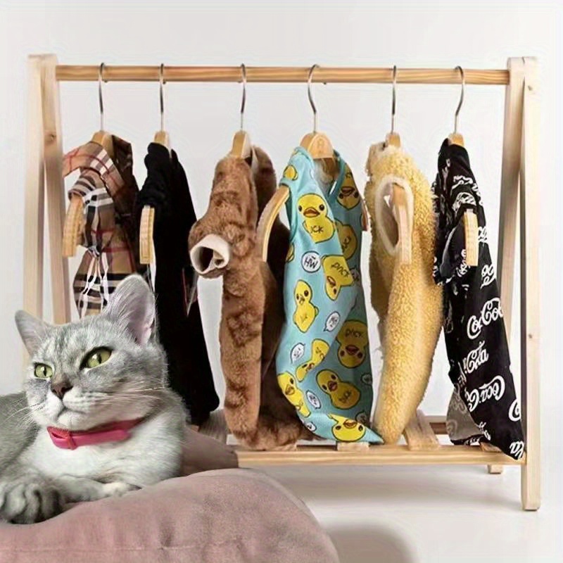 Organize Pet's Wardrobe Stylish Solid Wood Clothes Rack! Temu