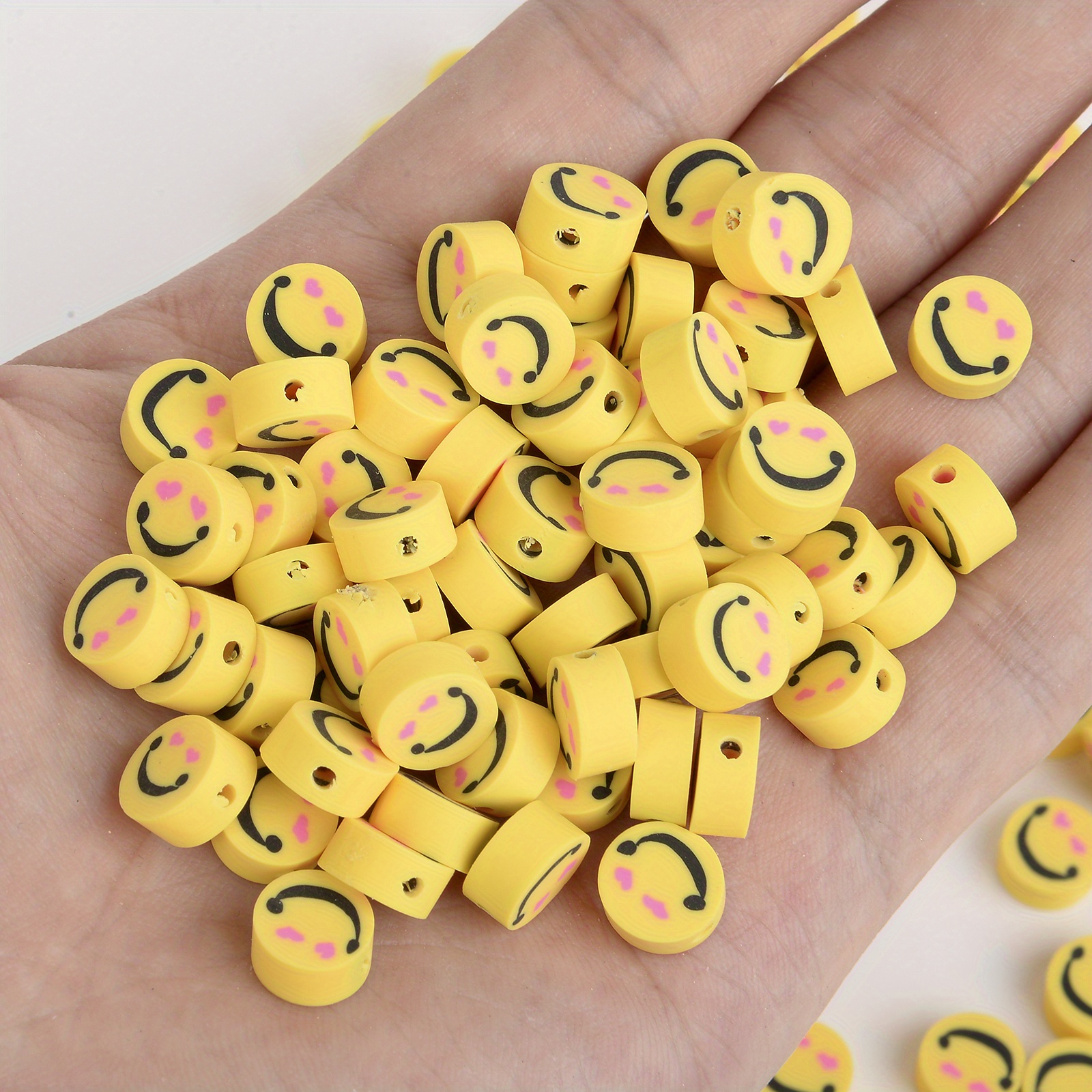 Cutie Happy Face Beads, Emoji Charm, Smiley Face Spacer Beads, Neon Be