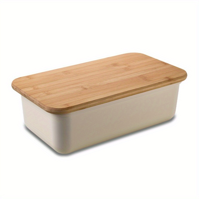 Modern Bread Storage Box Plastic Bread Box With Bamboo - Temu