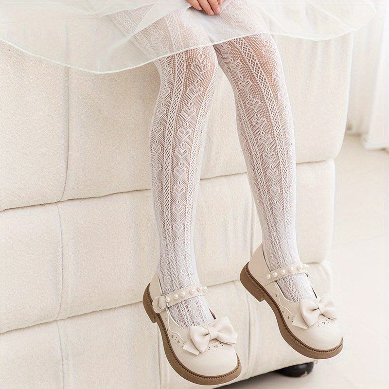 Girls Heart Lace Pantyhose, Breathable Comfortable Stocking Socks For Kids Children Toddlers