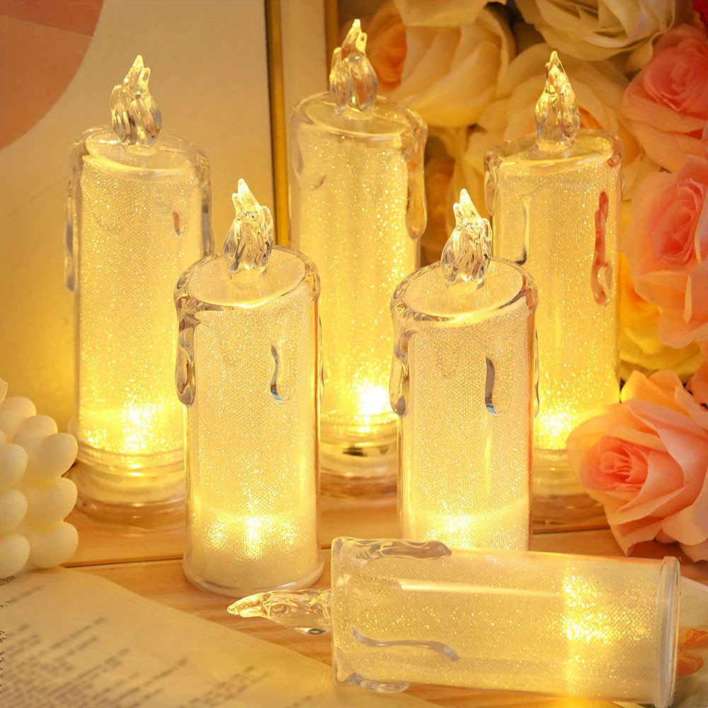 1pc Flameless Votive Candles Electric Candle Night Light, Battery Operated  Candles Lights For Party Christmas Wedding Proposal Decorations