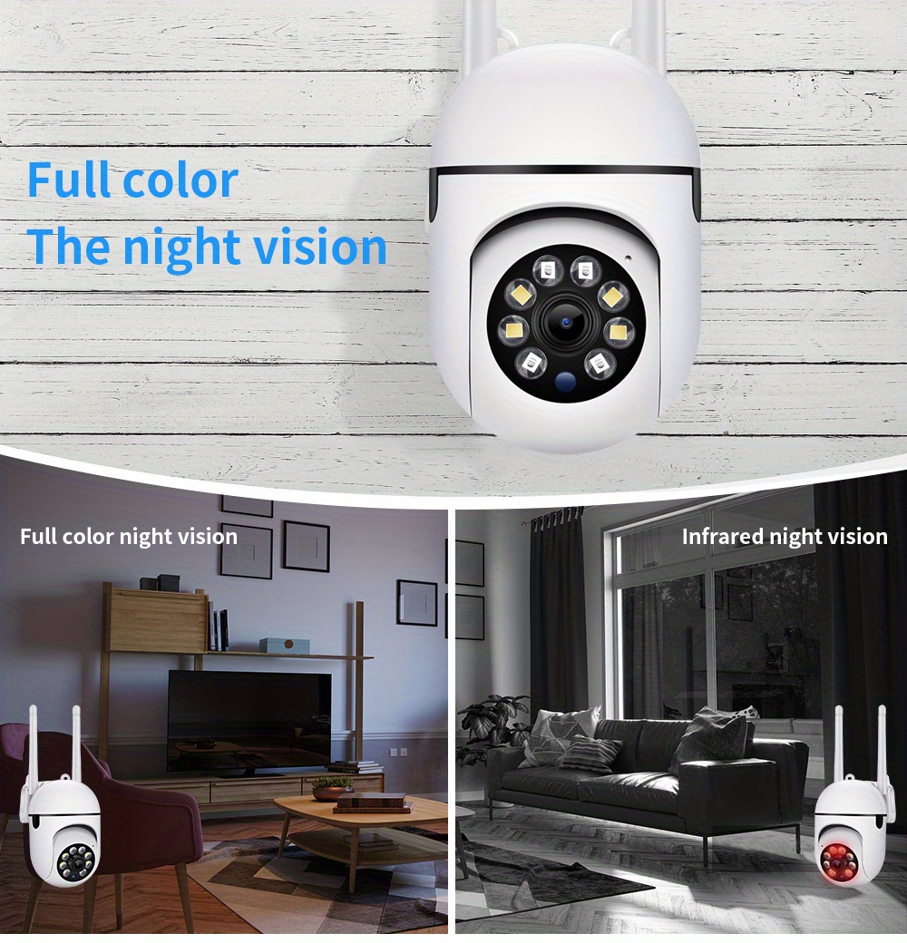 BlueHills Cámara de seguridad compacta blanca para techo o paredes,  detector de movimiento de visión nocturna HD 1080P y audio bidireccional,  monitor