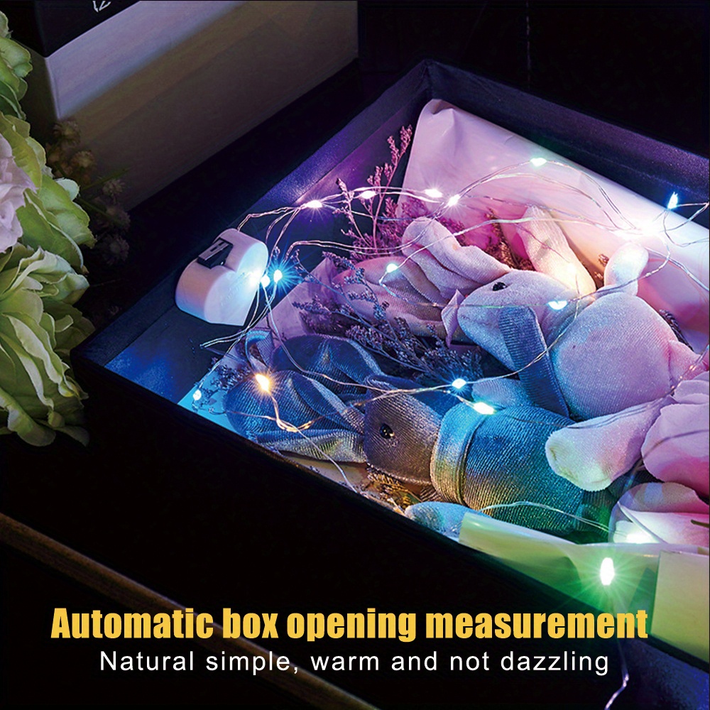 2pcs led valentines day gifts led string lights warm white multicolor open the box and automatically shine decorative light string indoor and outdoor decorative light including battery birthday presents gift box lighting home decor details 0