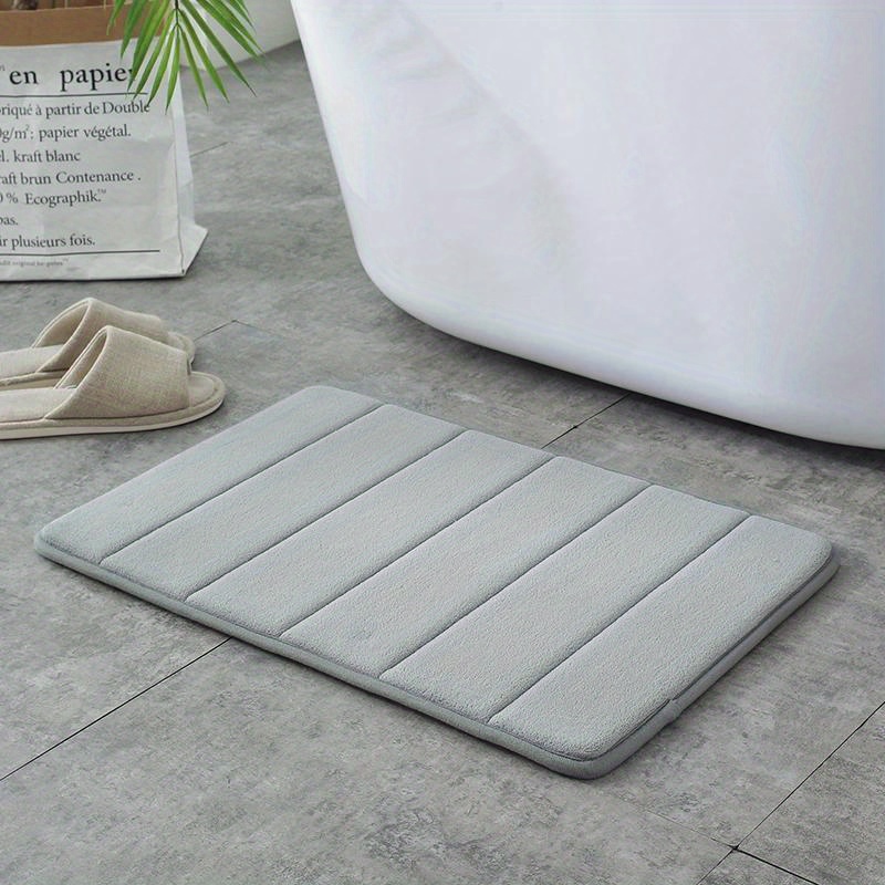Soft And Absorbent Grey Memory Foam Bath Mat - Non-slip Padded Shower Rug  For Comfortable Bathing Experience - Home Decor & Accessory - Temu