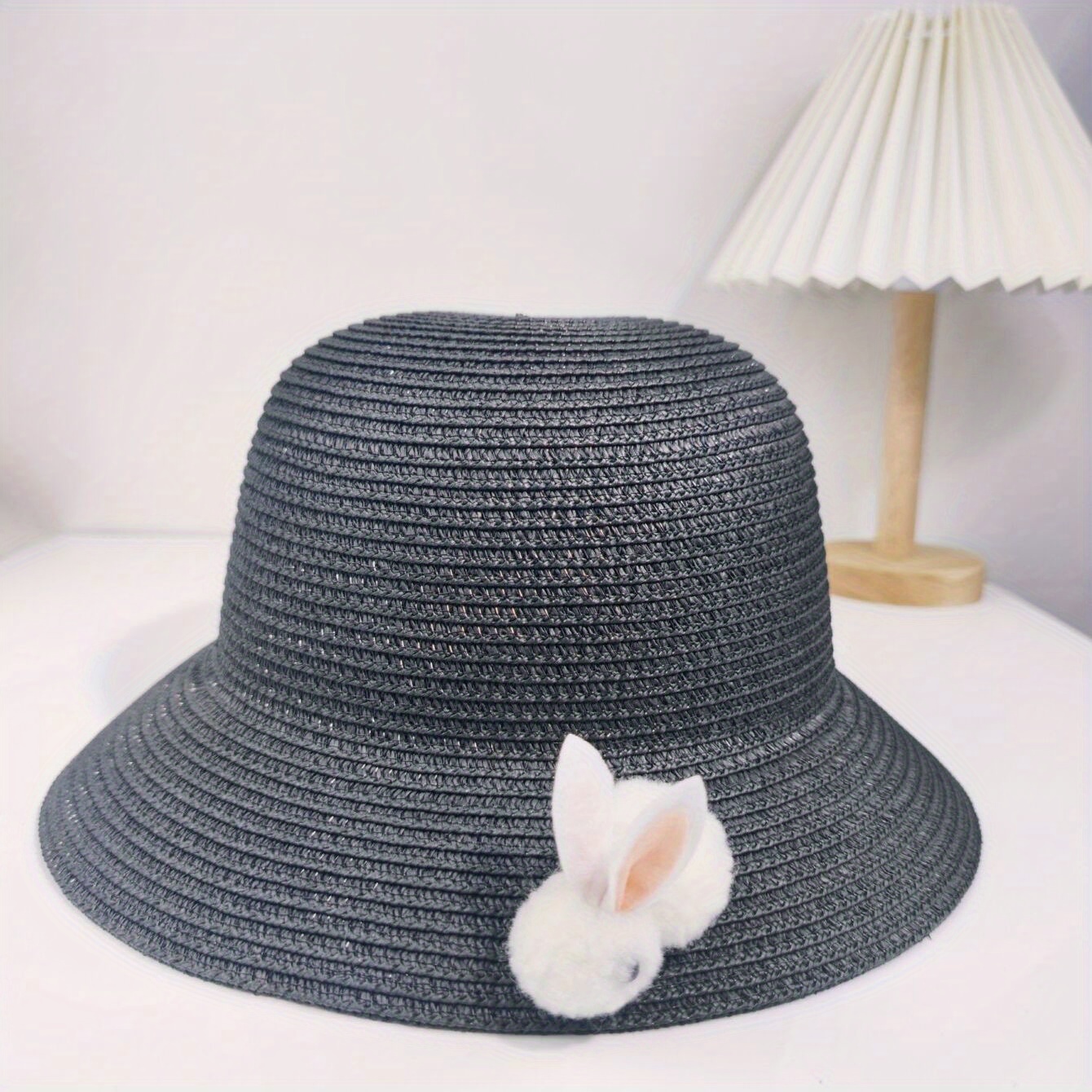 The Straw Bunny Lid Black