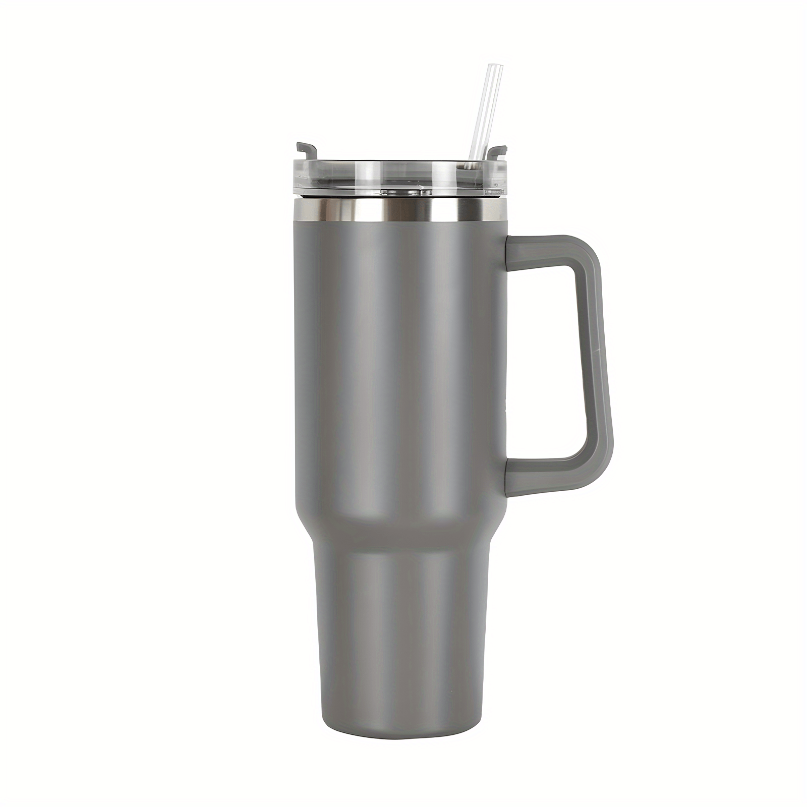 Car Tumbler Cup Tumbler with Handle 40oz Leak Resistant Lid Sealed Stainless Steel Cup Water Bottle for Water Hot and Cold Light Grey, Size