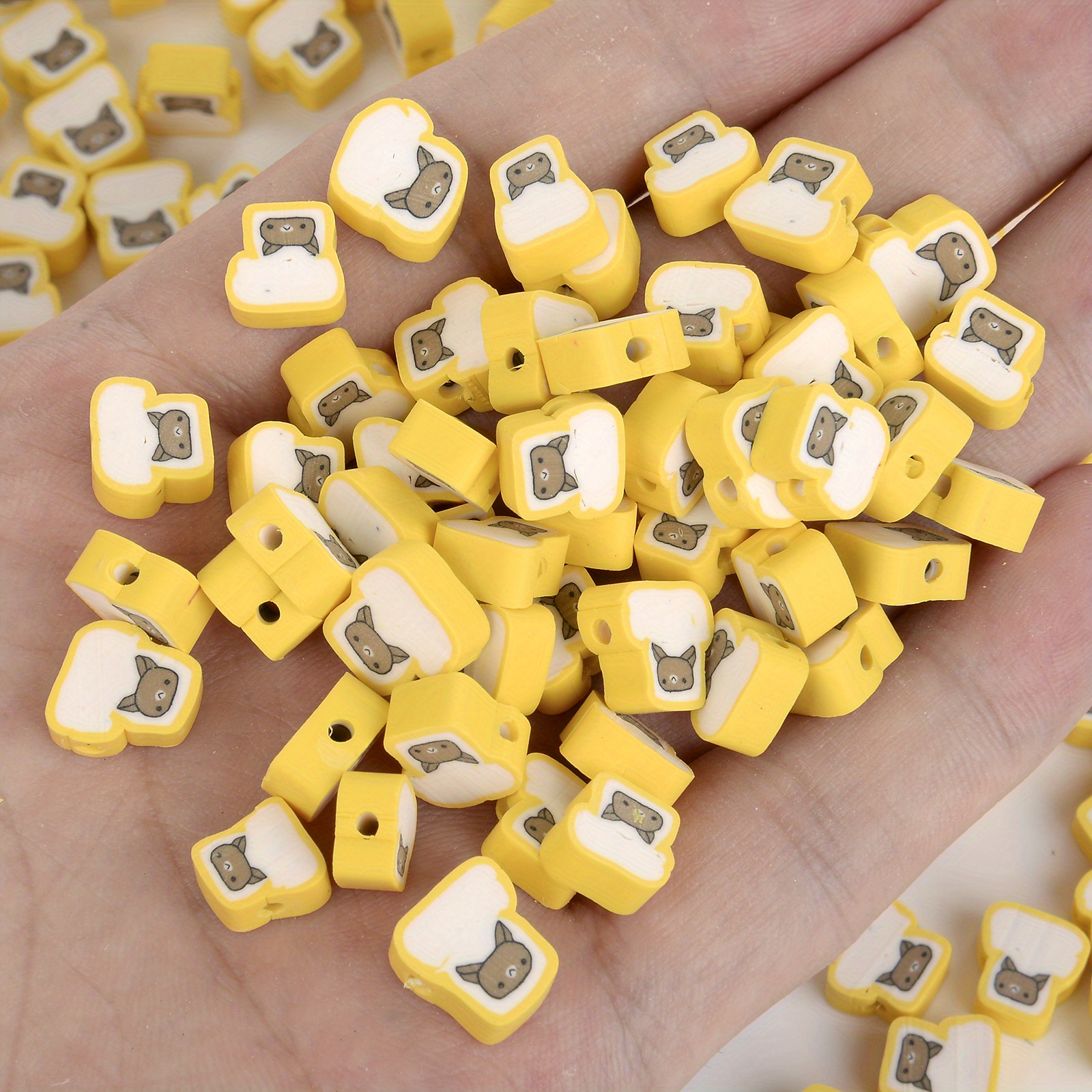 Yellow Clay Beads 20pcs Dinosaur Mushroom Bear Smiling Eye Pattern Polymer  Clay Spacer Beads For Jewelry Making DIY Accesssories - AliExpress