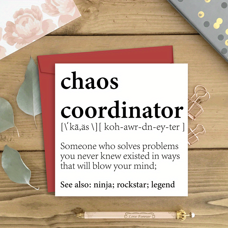 Funny Birthday Card Women Men Chaos Coordinator Definition Temu