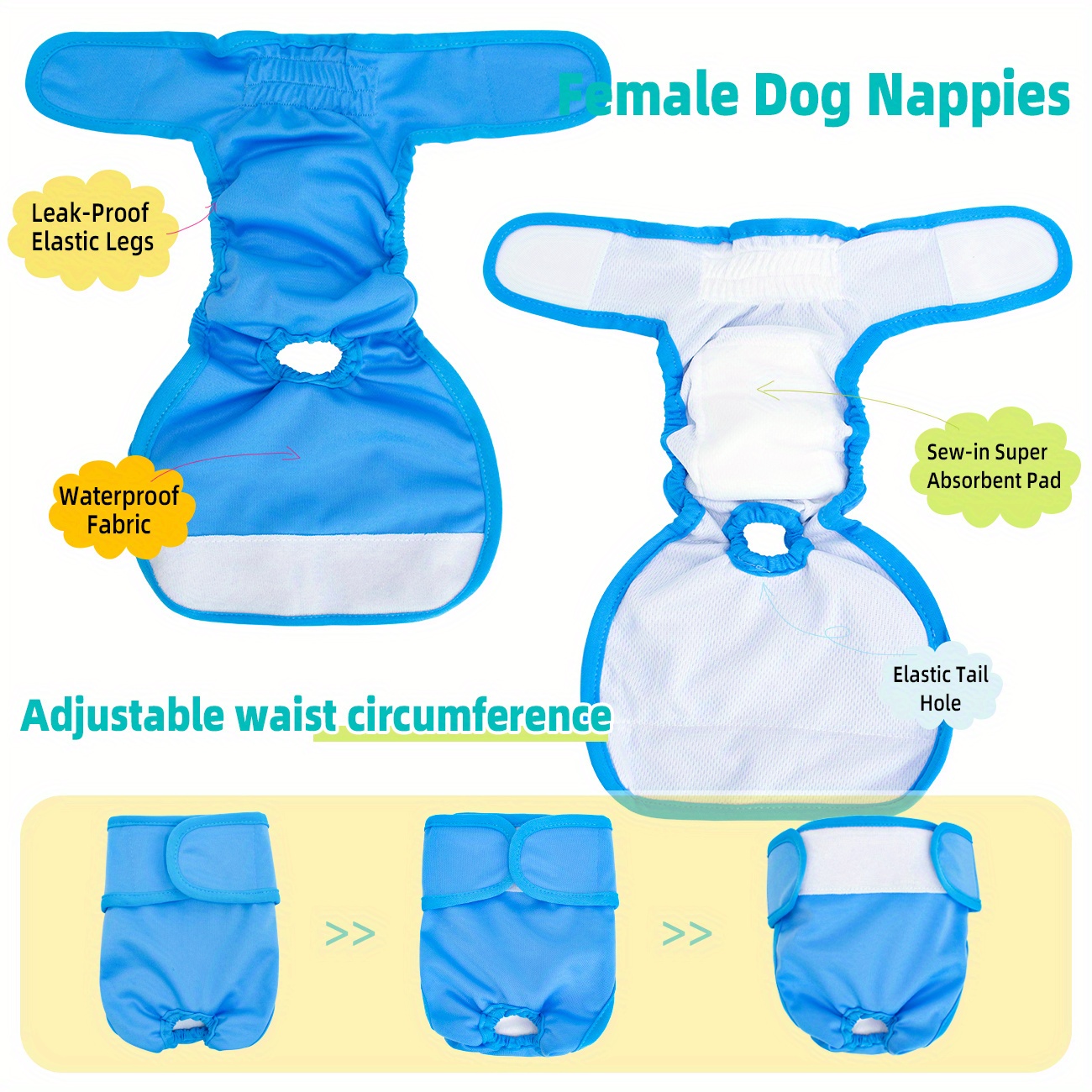 Reusable Dog Diapers Super Absorbent Sanitary Panties For Temu