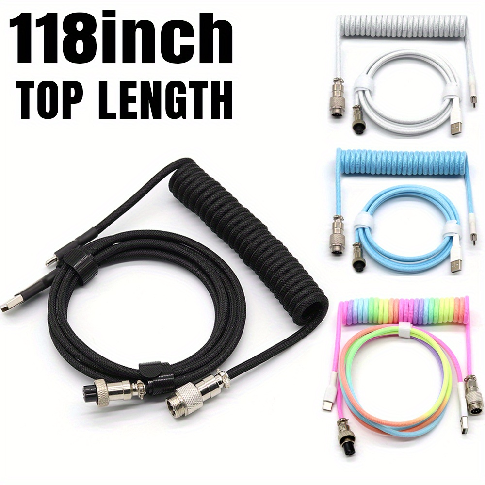 3 Meter Mechanical Keyboard Coiled Cable Wire Type C Custom - Temu
