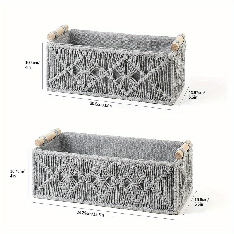 Macrame Storage Basket, Boho Decor Baskets For Organizing, Woven Decorative  Storage Box For Countertop, Toilet Paper Storage Container, Storage Basket  With Handle For Bathroom Decor - Temu