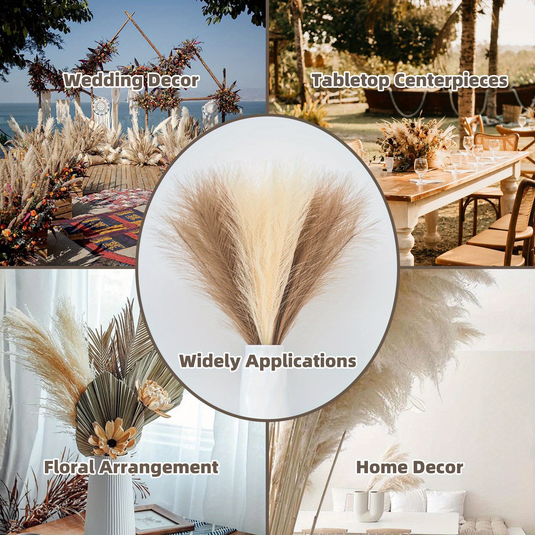 1PC Fake Pampas Grass Artificial Reed Decor Vase Fillers Everlasting Flower  Decor Centerpieces Wedding Arch Flower Faux Plants