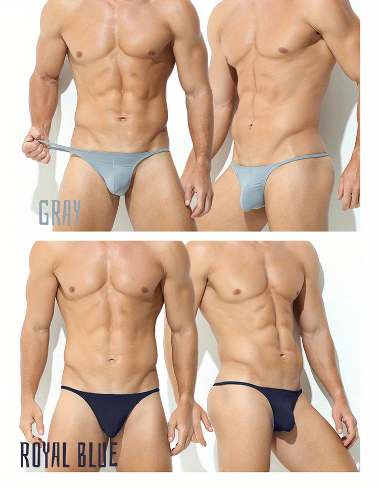 Men's Solid Color Ice Silk Bikini Thong High Stretch Summer - Temu United  Kingdom