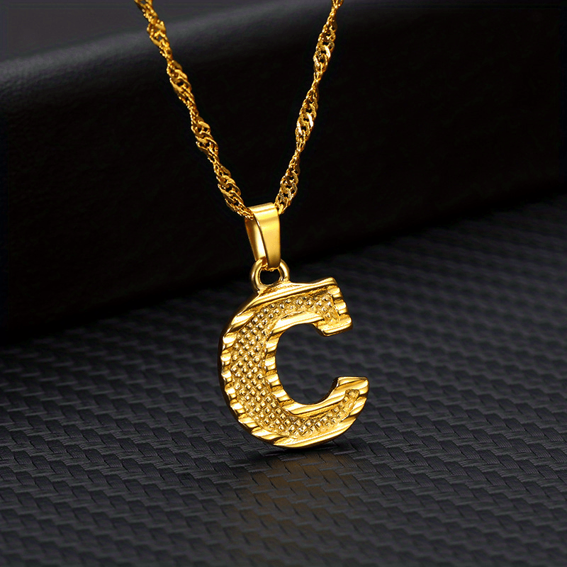 Golden Initial A Pendant Necklace Letter A Alphabets Charm