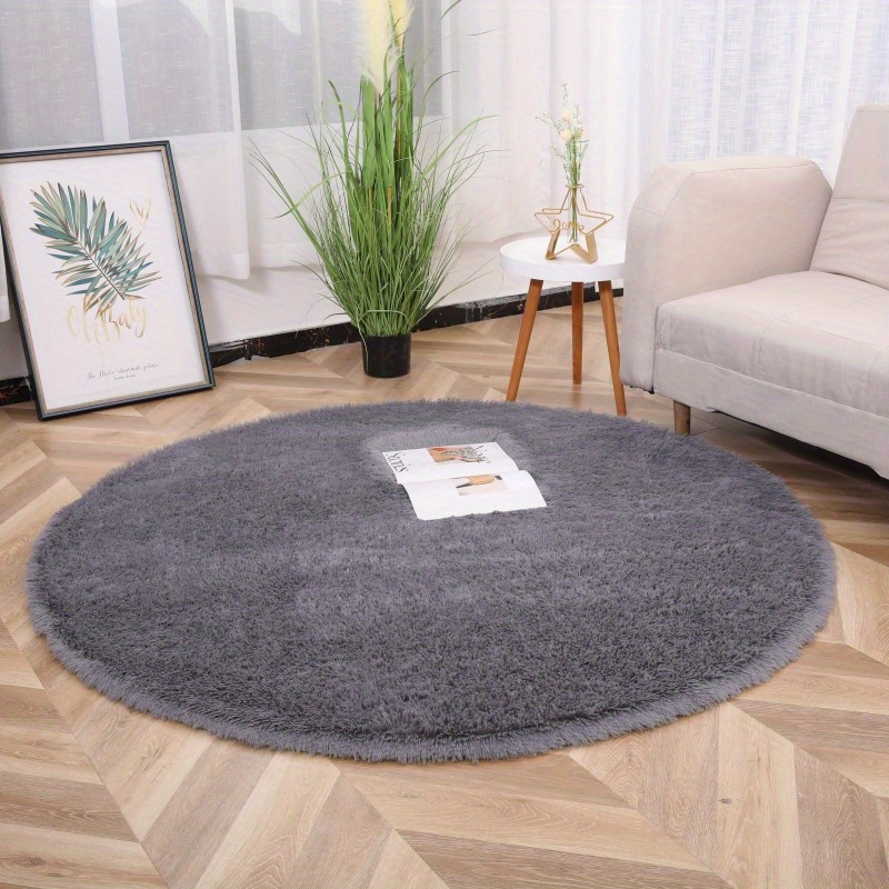 plush round area rug soft machine washable fluffy carpet for bedroom living room decor details 0