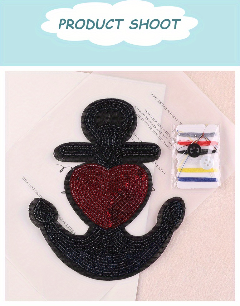 5pcs/set Embroidered Anchor Iron-on Badge Patch For Clothing, Hat