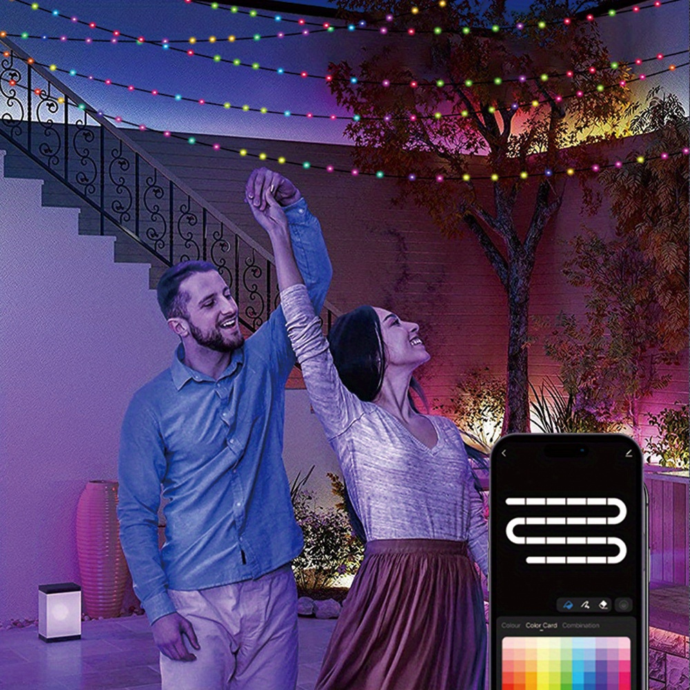 set tuya smart string lights work with alexa google home app scene control warm white icrgb color changing 65 6ft led fairy lights plug in music twinkle lights for christmas room bedroom wedding party wall decor details 2