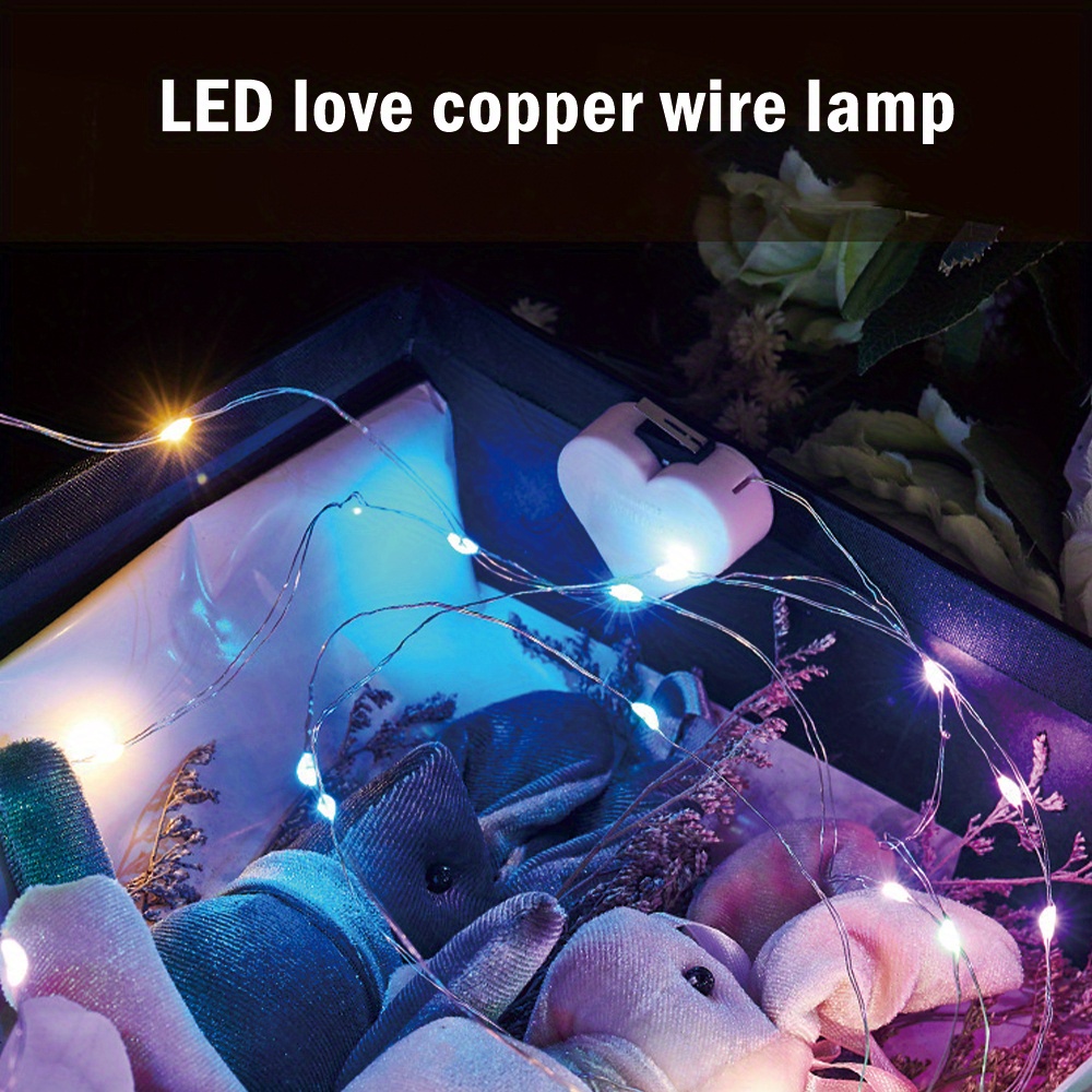 2pcs led valentines day gifts led string lights warm white multicolor open the box and automatically shine decorative light string indoor and outdoor decorative light including battery birthday presents gift box lighting home decor details 8