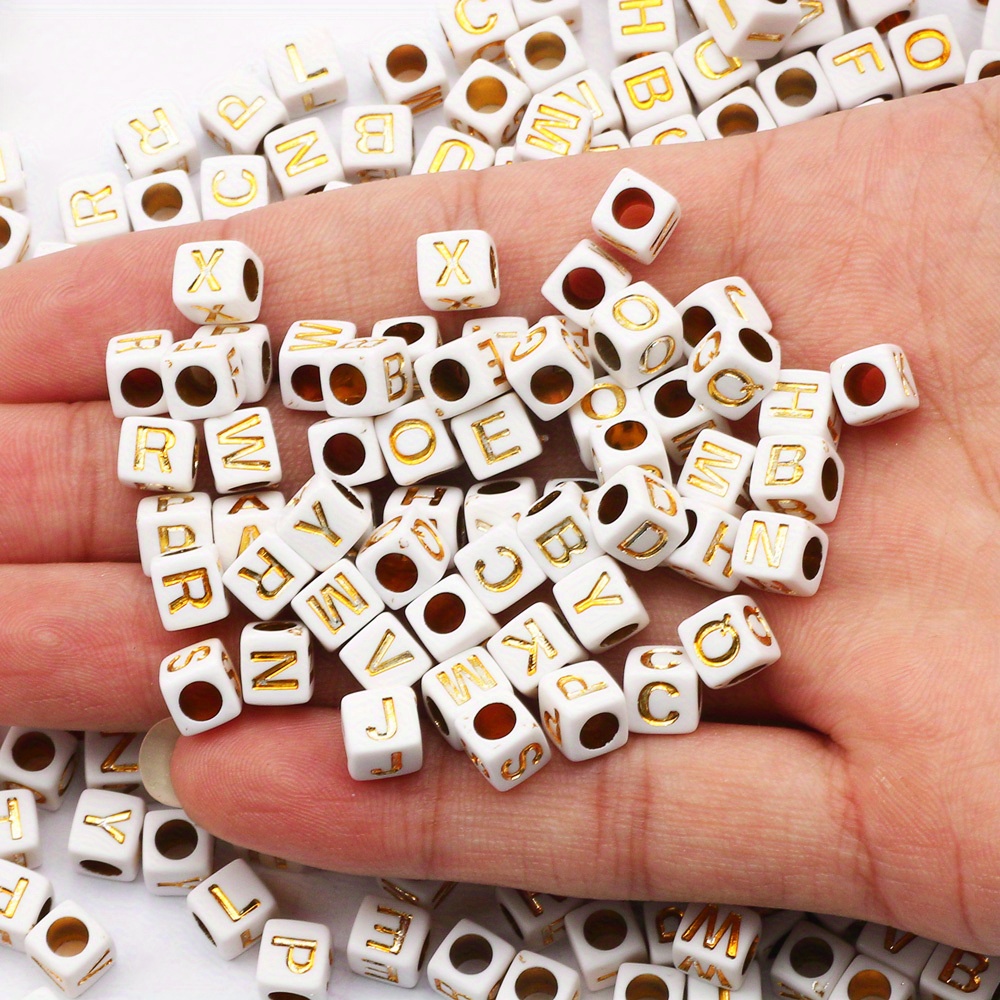 Square Letter Beads 6x6mm Acrylic Alphabet Beads N for Bracelets Jewelry  Making Keychain DIY - 100pcs