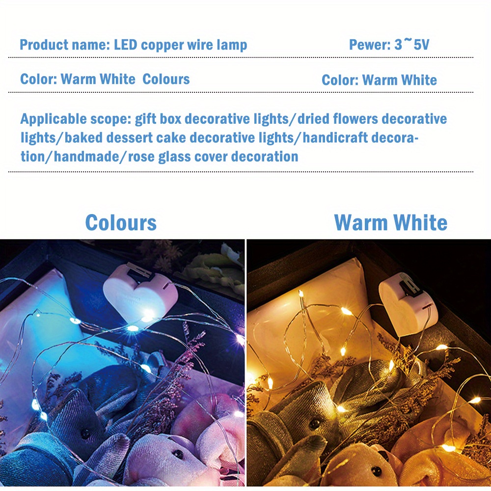 2pcs led valentines day gifts led string lights warm white multicolor open the box and automatically shine decorative light string indoor and outdoor decorative light including battery birthday presents gift box lighting home decor details 4