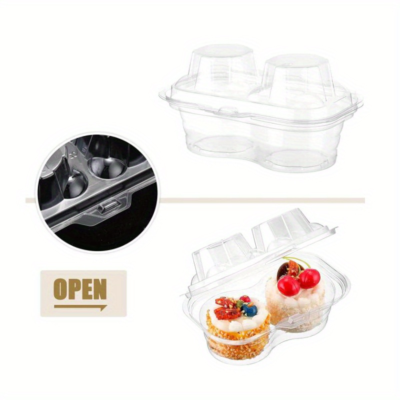 5 Cupcake Containers Plastic Disposable | High Dome Cupcake Boxes 12  Compartment Cupcake Holders Disposable Cupcake Carrier | Dozen Cupcake  Trays 
