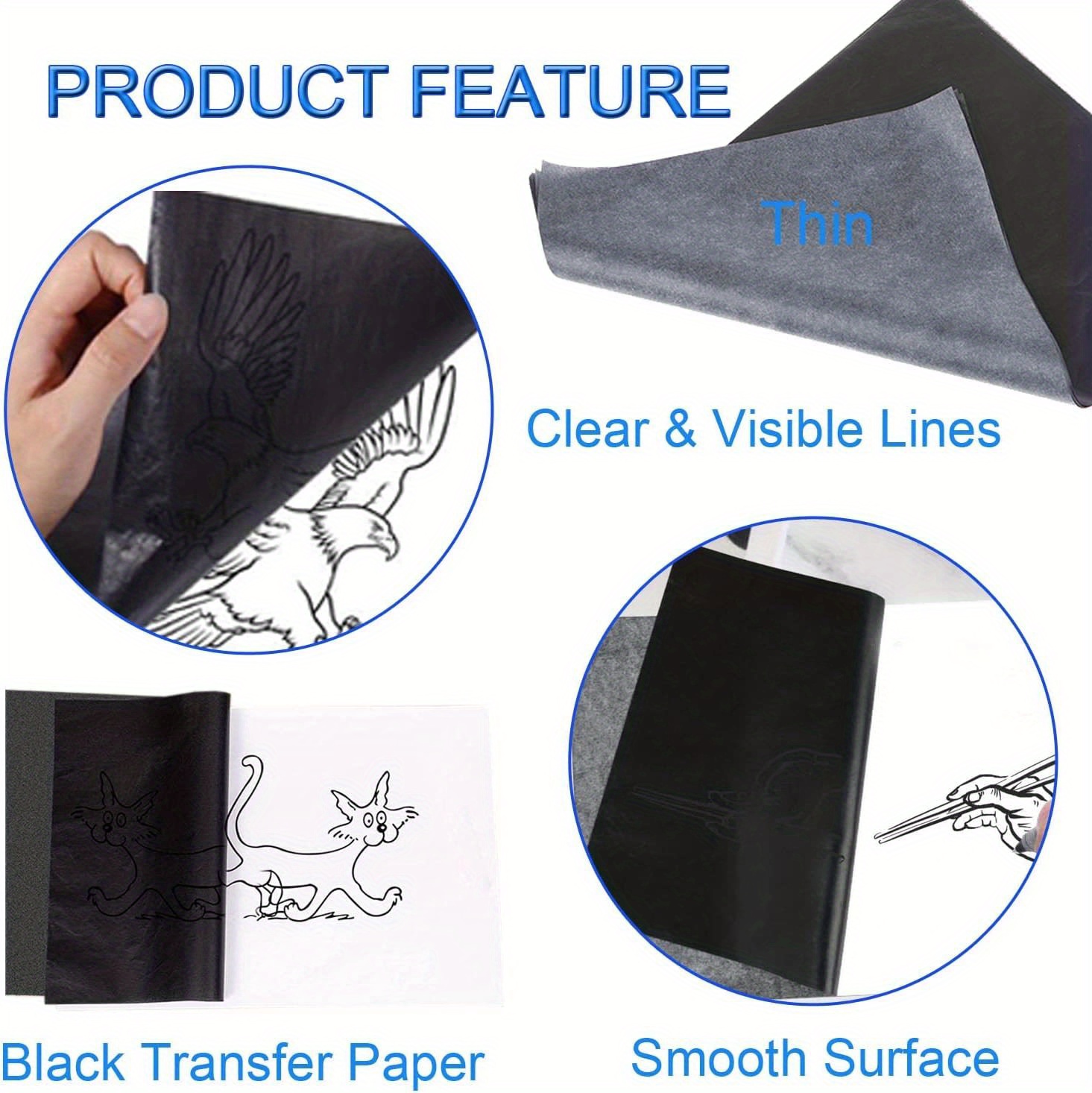 Selizo 150 Pcs Tracing Paper and Carbon Paper Black Graphite Transfer Paper  with Tracing Stylus for Wood Burning Transfer