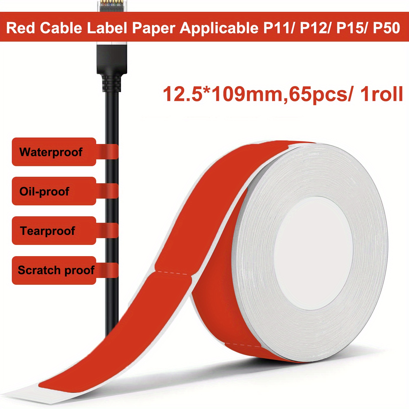 Marklife P11/p12/p15/p50 Cable Labels Colorful Waterproof - Temu