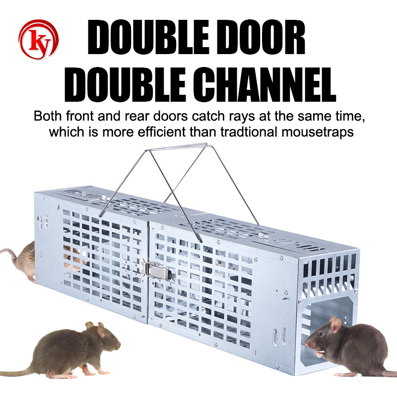 Moclever Humane Rat Trap Cage Dual Door Live Rat Traps Humane Live Rodent  Dense Mesh Trap Cage Zinc Electroplating Mice Mouse Control Bait Catch with