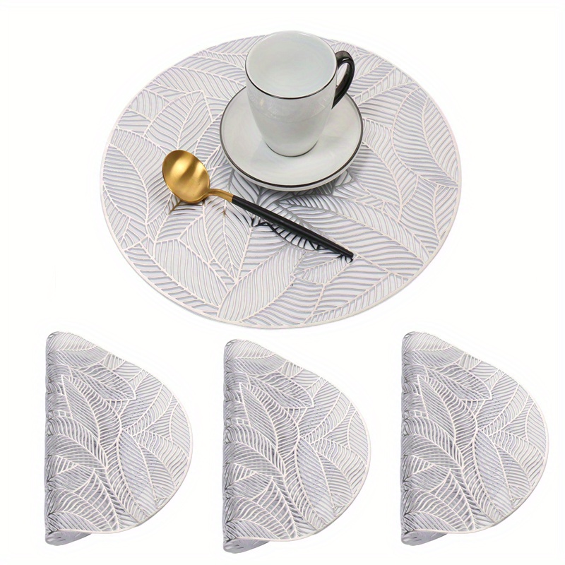 Round Leaf Pvc Placemats Hollow Out Washable Reusable Anti - Temu