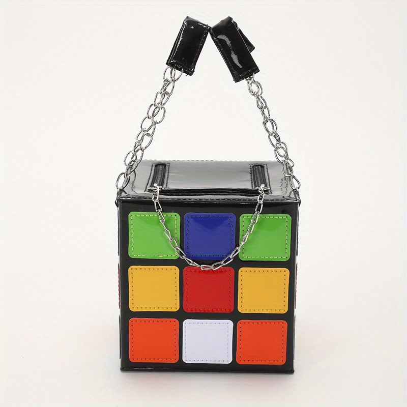 QZUnique Women's Square Box Handbag PU Cube Crossbody Shoulder Bag