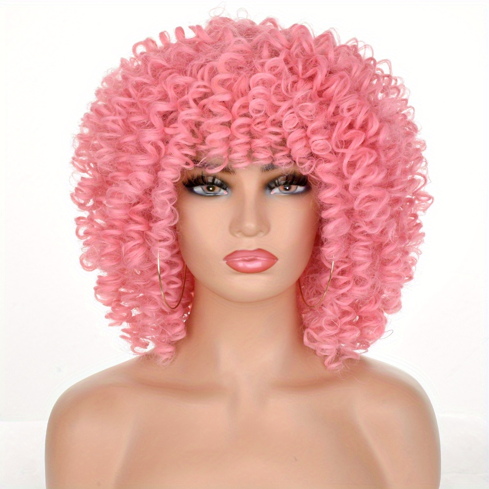 Pink afro store wig