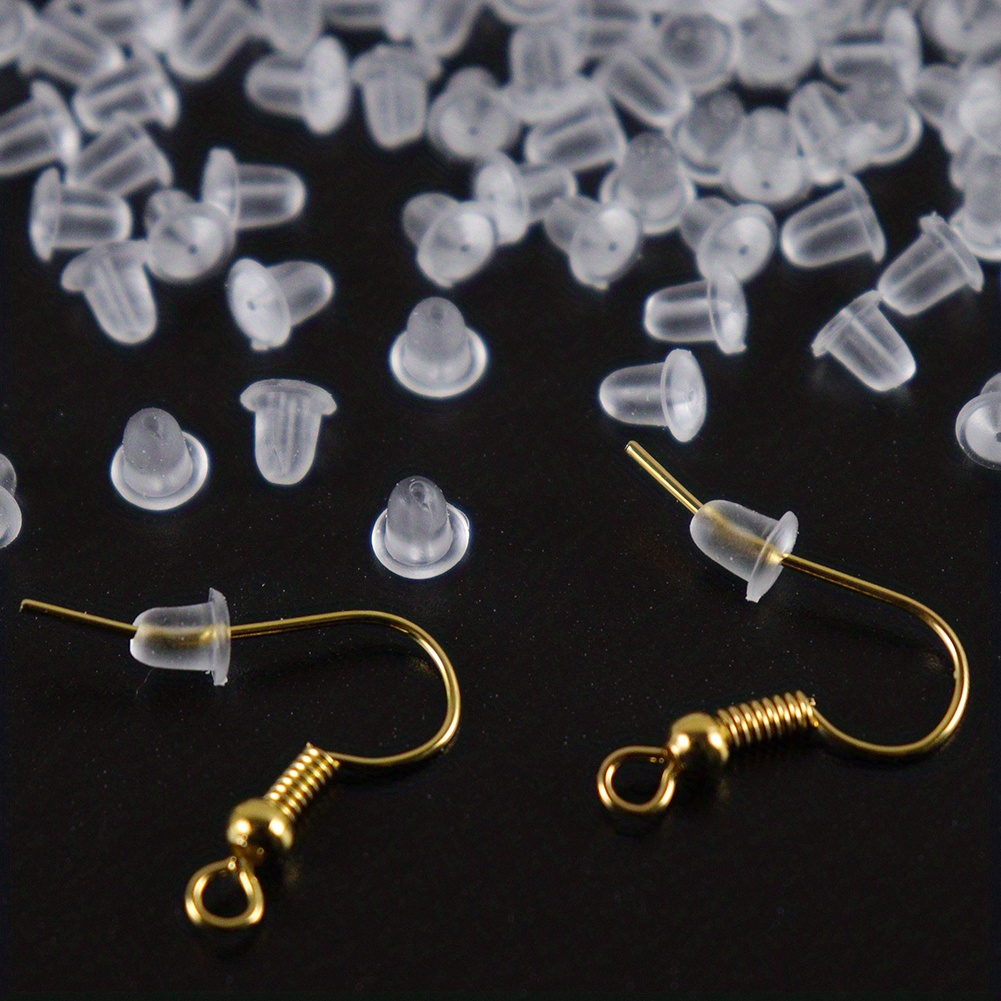 100Pcs Clear Earring Backs Safety Ear Stoppers Replacement Fish Hook Post  Studs