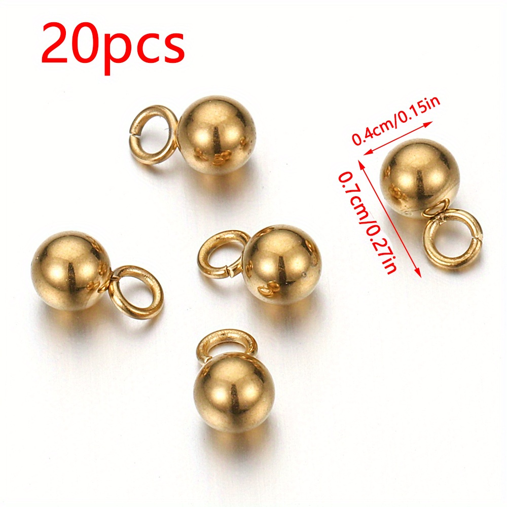 Image of 20-40pcs Stainless Steel Beads Solid Ball Charms For Necklace Bracelet Jewelry Making Diy Earrings Golden Bead Pendants